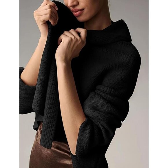 Women's Cropped Cardigan Knit Open Front Sweater Oversized Shawl Layer - Picture 3 of 5